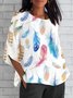 Damen Geometrisch Kurzarm T-Shirts T-Shirt V-Ausschnitt Print Retro Sommer Oberteile