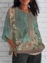 Damen Geometrisch Kurzarm T-Shirts T-Shirt V-Ausschnitt Print Retro Sommer Oberteile