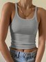Damen Ärmellos Tanktop Oberteile Leibchen Sommer Unifarben Rundhals Täglich Sexy Oberteile
