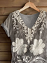 Damen Geblümt Kurzarm T-Shirts T-Shirt V-Ausschnitt Print Lässig Sommer T-Shirt mit Grafik Oberteile