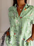 Damen Geblümt Kurzarm Bluse Sommer Print Hemdkragen Täglich Lässig Oberteile