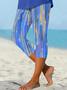 Damen Abstrakt Caprihosen Elastische Taille Hose Lässig Sommer Hose