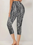 Damen Abstrakt Caprihosen Elastische Taille Hose Lässig Sommer Hose