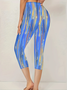 Damen Abstrakt Caprihosen Elastische Taille Hose Lässig Sommer Hose