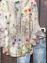 Damen Geblümt Halbarm Bluse Sommer Print V-Ausschnitt Täglich Lässig Oberteile