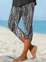 Damen Abstrakt Caprihosen Elastische Taille Hose Lässig Sommer Hose