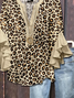 Damen Leopard Halbarm Bluse Sommer Print V-Ausschnitt Täglich Lässig Oberteile