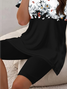 Damen Geblümt Print Zweiteiliges Set Täglich Kurzarm Lässig Sommer Bluse mit Hose Matching Set