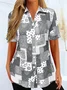 Damen Paisley Kurzarm Bluse Sommer Print Hemdkragen Täglich Lässig Oberteile