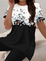 Damen Geblümt Print Zweiteiliges Set Täglich Kurzarm Lässig Sommer Bluse mit Hose Matching Set