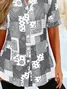 Damen Paisley Kurzarm Bluse Sommer Print Hemdkragen Täglich Lässig Oberteile