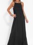 Damen Unifarben Ärmellos Sommer Nahtverarbeitung Kleid Rundhals Täglich Retro Maxikleid Tanktop A-Linien-Kleid