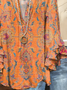 Damen Geblümt Halbarm Bluse Sommer Print V-Ausschnitt Täglich Lässig Oberteile
