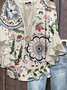 Damen Geblümt Halbarm Bluse Sommer Print V-Ausschnitt Täglich Lässig Oberteile