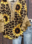 Damen Leopard Halbarm Bluse Sommer Print V-Ausschnitt Täglich Lässig Oberteile