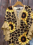 Damen Leopard Halbarm Bluse Sommer Print V-Ausschnitt Täglich Lässig Oberteile