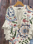 Damen Geblümt Halbarm Bluse Sommer Print V-Ausschnitt Täglich Lässig Oberteile