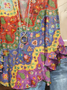 Damen Geblümt Halbarm Bluse Sommer Print V-Ausschnitt Täglich Lässig Oberteile