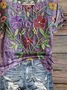 Damen Geblümt Kurzarm T-Shirts T-Shirt V-Ausschnitt Print Lässig Sommer T-Shirt mit Grafik Oberteile