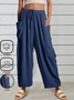 Damen Unifarben Lang Elastische Taille Hose Lässig Frühling/Herbst Hose