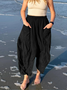 Damen Unifarben Lang Elastische Taille Hose Lässig Frühling/Herbst Hose