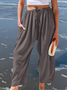 Damen Unifarben Lang Elastische Taille Hose Lässig Frühling/Herbst Hose