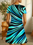 Damen Abstrakt Kurzarm Sommer Kleid V-Ausschnitt Täglich Lässig Midi Passen & Flare Kleid A-Linien-Kleid