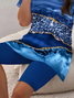 Damen Abstrakt Print Zweiteiliges Set Täglich Kurzarm Lässig Sommer Bluse mit Hose Matching Set