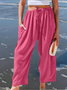 Damen Unifarben Lang Elastische Taille Hose Lässig Frühling/Herbst Hose