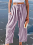 Damen Unifarben Lang Elastische Taille Hose Lässig Frühling/Herbst Hose