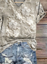Damen Geblümt Kurzarm T-Shirts T-Shirt V-Ausschnitt Print Lässig Sommer T-Shirt mit Grafik Oberteile