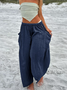 Damen Unifarben Lang Elastische Taille Hose Lässig Frühling/Herbst Hose