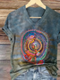 Damen Abstrakt Kurzarm T-Shirts T-Shirt V-Ausschnitt Print Lässig Sommer T-Shirt mit Grafik Oberteile