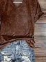 Damen Geblümt Kurzarm T-Shirts T-Shirt V-Ausschnitt Print Lässig Sommer T-Shirt mit Grafik Oberteile