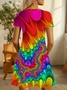 Damen Abstrakt Kurzarm Sommer Kleid V-Ausschnitt Täglich Lässig Midi Passen & Flare Kleid A-Linien-Kleid