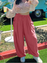 Damen Unifarben Lang Elastische Taille Hose Lässig Frühling/Herbst Hose