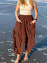 Damen Unifarben Lang Elastische Taille Hose Lässig Frühling/Herbst Hose