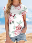 Damen Gestreift Kurzarm T-Shirts T-Shirt Rundhals Print Lässig Sommer Oberteile