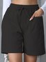 Damen Unifarben Fünfte Hose Gerade Hosen Lässig Sommer Shorts