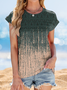 Damen Gestreift Kurzarm T-Shirts T-Shirt Rundhals Print Lässig Sommer Oberteile