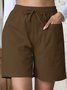 Damen Unifarben Fünfte Hose Gerade Hosen Lässig Sommer Shorts
