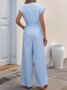 Damen Gestreift V-Ausschnitt Ärmellos Lässig Sommer Baumwolle Jumpsuit