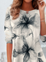 Damen Geblümt Langarm T-Shirts T-Shirt Rundhals Print Lässig Frühling/Herbst T-Shirt mit Grafik Oberteile