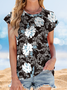 Damen Gestreift Kurzarm T-Shirts T-Shirt Rundhals Print Lässig Sommer Oberteile