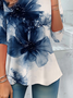 Damen Geblümt Langarm T-Shirts T-Shirt Rundhals Print Lässig Frühling/Herbst T-Shirt mit Grafik Oberteile