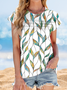 Damen Gestreift Kurzarm T-Shirts T-Shirt Rundhals Print Lässig Sommer Oberteile