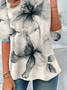Damen Geblümt Langarm T-Shirts T-Shirt Rundhals Print Lässig Frühling/Herbst T-Shirt mit Grafik Oberteile