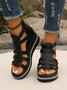 Neu Sommer Pantolette für Damen Weich Leder Keilabsatz Strass dicke Sohlen römisch Pantolette Elegant Hohl Pantolette