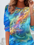 Damen Abstrakt Langarm T-Shirts T-Shirt Rundhals Print Lässig Frühling/Herbst Tunika Oberteile