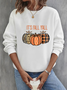 Damen Halloween (Kürbis) Rundhals Print Lässig Frühling/Herbst Langarm Sweatshirt